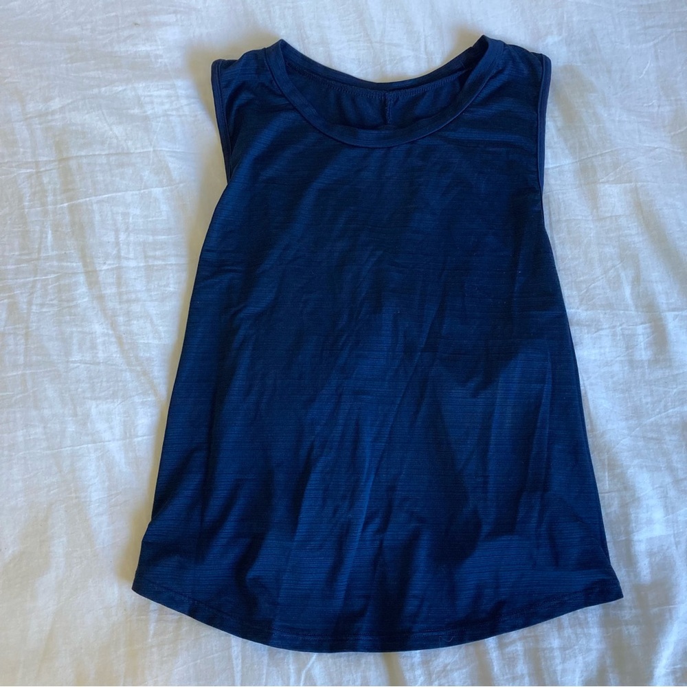 SHEIN Navy Blue Athletic Tank top, criss cross open back, size small